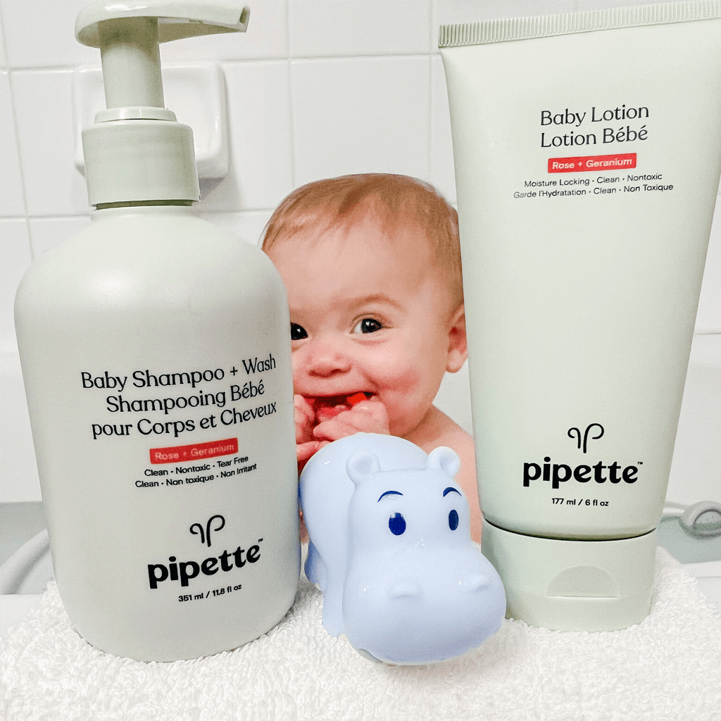 Pipette Baby Wash & Lotion with Hippo Bath Toy.