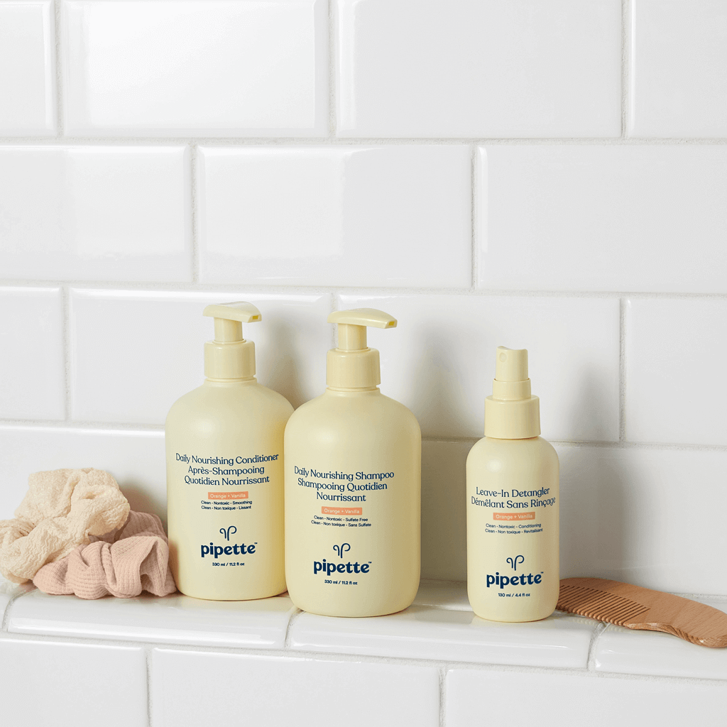 Pipette Kids Hair> Daily Nourishing Shampoo, Conditioner, and Leave-In-Detangler