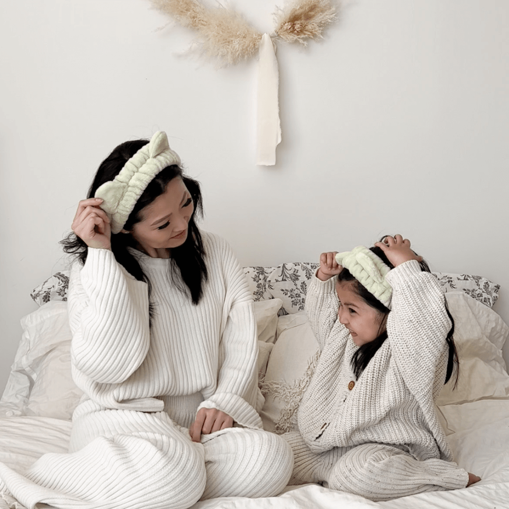 Mom & Daughter wearing Spa Headband