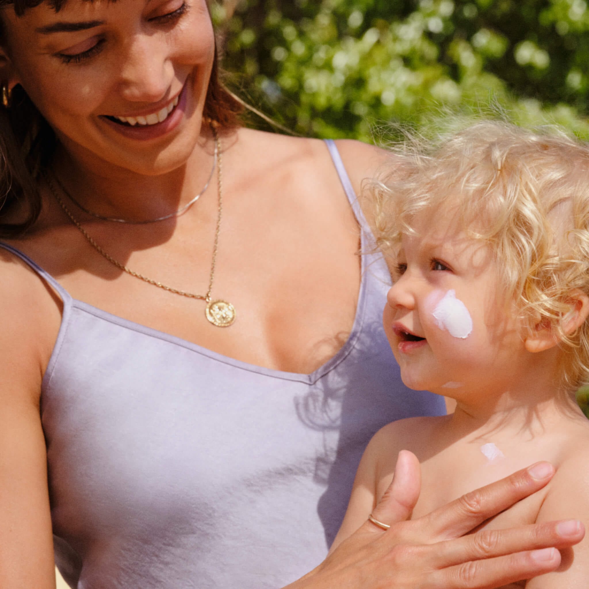 mother and her child enjoying a sunny day